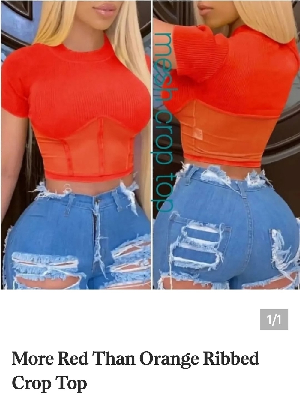Ribbed Red Crop Top with Corset Detail - Women